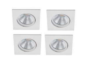 4260618140086 - Leuchten - Eckige led Einbaustrahler Decke im 4er Set schwenkbar dimmbar Weiß matt 55W