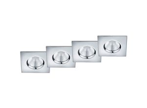 4260618140239 - Leuchten - Eckiger led Deckeneinbaustrahler 4er Set dimmbar in Silber Chrom IP65