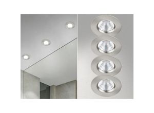 4260618140277 - Leuchten - Runder led Einbaustrahler Decke 4er Set dimmbar in Silber matt IP65 4260618140277 - Leuchten - Runder led Einbaustrahler Decke 4er Set dimmbar in Silber matt IP65
