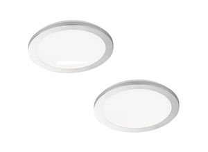 4260618140819 - Fischer&honsel - Dimmbares led Deckenleuchtenset 2 IP44 Deckenschalen ø 30cm Chrom   Acryl weiß