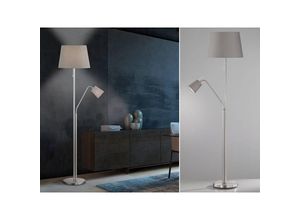 4260618140901 - Meinewunschleuchte - led Stehlampe mit Leselampe & Stoff Lampenschirme Grau - Höhe 175cm