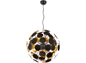 4260618141700 - Meinewunschleuchte - Ausgefallene led Pendelleuchte mit Lampenschirm in Schwarz matt   Gold Ø54cm