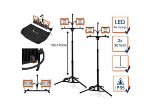 4260618143230 - Smartwares - led Profi Baustrahler 2er Set mit Stativ höhenverstellbar IP65 2x 30 Watt