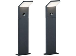 4260618143551 - Leuchten - led Sockelleuchten mit Bewegungsmelder 2er set Anthrazit IP54 H50cm