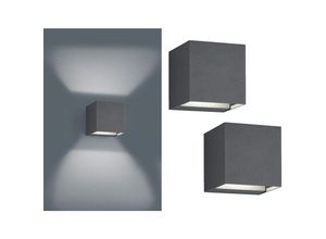 4260618143780 - Trio Leuchten - led Außenwandleuchten 2er set Up and Down Light Würfel Anthrazit Hausbeleuchtung