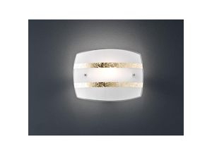 4260618147450 - Leuchten - Moderne led Wandleuchte 30x22cm weißer Glasschirm mit 2 Dekorstreifen in gold 4260618147450 - Leuchten - Moderne led Wandleuchte 30x22cm weißer Glasschirm mit 2 Dekorstreifen in gold