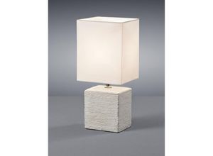 4260618148884 - Meinewunschleuchte - led Tischleuchte mit Keramik Beige & Stoff Lampenschirm Weiß Höhe 29cm