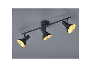 4260618149614 - Meinewunschleuchte - led Deckenstrahler Metall Schwarz Gold dimmbar 3 Spots schwenkbar 58cm breit