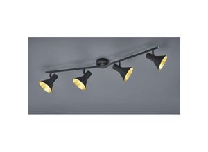 4260618149621 - Meinewunschleuchte - led Deckenstrahler Metall Schwarz  Gold dimmbar 4 Spots schwenkbar 84cm breit