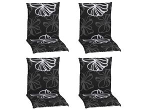 4260620089519 - NYVI Gartenstuhl-Auflage Barcelona – Niedriglehnerauflage für Gartenstühle DessinBlack Flower Anzahl4er Set