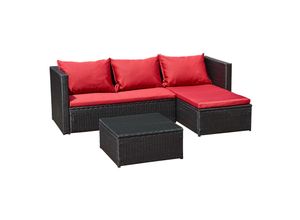 4260620354334 - Gartenmoebel Lounge Bergen III schwarz rot