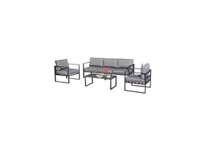 4260620354983 - Gartenmöbel Lounge Garten KRETA II hellgrau Aluminium