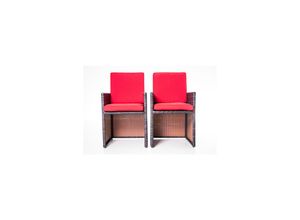 4260620357939 - 2er-Set Stühle Bali in braun   rot hochwertig Rattan Aluminium