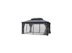 4260620358738 - Pavillon Garten Pergola BAGDAD mit festem Metalldach und Alu Gestell Massive Stützen Sonnenschutz