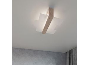 4260623710700 - Wandleuchte Andrea aus Glas in Weiß und hellem Holz E27 max 60W - brown - Famlights