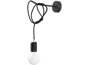 4260623713633 - Wandleuchte Dario Textilkabel in Schwarz E27 max 60 w - black - Famlights