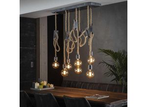 4260623718522 - Pendelleuchte Pepe in Grau und Hellbraun E27 7-flammig - grey