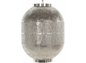 4260624111148 - Beliani - Hängeleuchte Silber Metall Schirm in Laternenform mit Lochmuster marokkanisches Design Glamouröser Stil - Silber