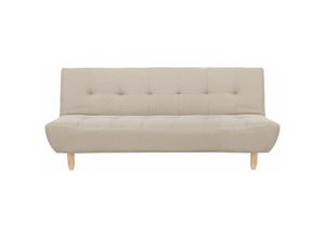 4260624112442 - Beliani - Sofa Beige Polsterbezug 3-Sitzer Schlaffunktion Minimalistisch Wohnzimmer - Heller Holzfarbton