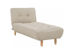 4260624112534 - Beliani - Chaiselongue Universal Beige Stoffbezug Gesteppt mit Schlaffunktion Verstellbare Rückenlehne Holzfüße Retro-Design Wohnzimmer Ausstattung