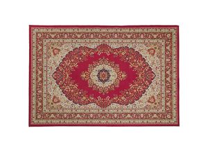 4260624113258 - Beliani - Teppich Rot Beige Polyester 160 x 230 cm Kurzflor Orientalischer Look Bedruckt Rechteckig