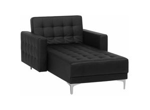 4260624116372 - Beliani - Chaiselongue Universal Schwarz Kunstleder Metallfüße Klassisch