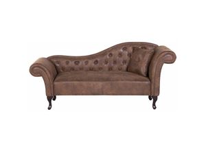 4260624116525 - Beliani - Chaiselongue Rechtsseitig Braun Kunstleder Holzfüße Glamourös Mit Zierkissen - Braun