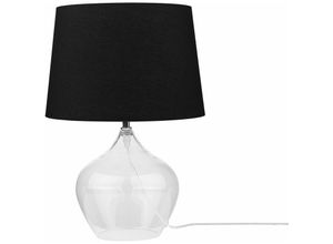 4260624117461 - Beliani - Tischlampe Transparent Glas 45 cm runder Stoffschirm Schwarz Vasenform Kabel mit Schalter Minimalistisches Design - Transparent