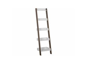 4260624117546 - Bücherregal Dunkler Holzfarbton Weiß MDF Platte 166 x 45 x 36 cm Modern Dekorativ Trendy Fächer Großzügiger Stauraum Wohnzimmer