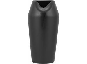 4260624117904 - Beliani - Vase Schwarz Steinzeug 33 cm Hoch Schlank Rund mit Breiter Öffnung Unregelmässige Form Modern Wohnartikel Dekovase Tischdeko Accessoires