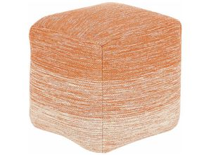 4260624118277 - Beliani - Pouf Orange Beige Baumwolle 40 x 40 cm Quadrat Modern Elegant