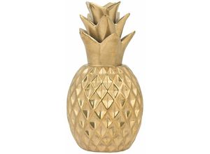 4260624118932 - Beliani - Dekofigur Gold 12 x 23 cm Keramik Pflegeleicht Wohnartikel Ananas Form