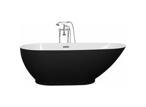 4260624119700 - Beliani - Badewanne Weiß Schwarz Acryl Freistehend Walnussform 173 x 82 cm Modern - Weiß