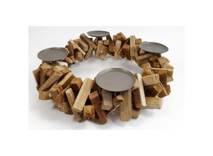 4260625740217 - Spetebo - Adventskranz aus Holz - ø 38 cm - Kerzenhalter mit 4 Kerzentellern