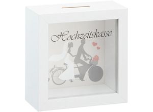 4260625741030 - Spetebo - Hochzeit Spardose 15x15 cm weiß - Hochzeits Kasse Sparbüchse mit Sichtfenster