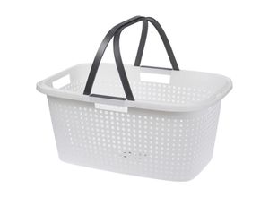 4260625743171 - XL Wäschekorb 45 Liter weiß - 60 x 39 cm - Wäschesammler Tragekorb Einkaufskorb groß