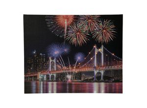 4260625743331 - Spetebo - led Wandbild Brücke 50x40 cm - 85 led - Farbwechsel Leinwand Poster Leuchtbild