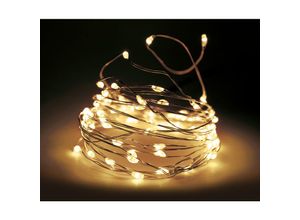 4260625743379 - Spetebo - Draht Lichterkette 195 cm mit 40 led und 8 Leuchtfunktionen - warm weiß - Garten Deko Beleuchtung Außen Innen Batterie betrieben mit Timer