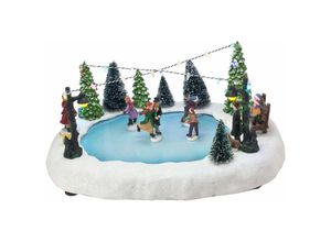 4260625744086 - Spetebo - led Weihnachts Dorf Szene Eisbahn - 32 x 24 cm - Beleuchtete Tisch Dekoration mit fahrenden Figuren