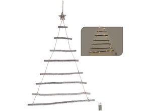 4260625744215 - Spetebo - Wand Deko Holz Baum mit led Lichterkette - 100 cm - Deko Wandbehang Weihnachten Advednt Winter Batterie betrieben