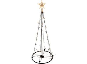 4260625744345 - Spetebo - led Lichterbaum mit Stern Spitze 120 cm - 70 led - Metall Weihnachtsbaum in schwarz warm weiß beleuchtet