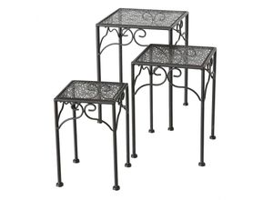 4260625745502 - Spetebo - Metall Pflanzenständer schwarz - 3er Set - Blumentopfständer Blumenhocker eckig