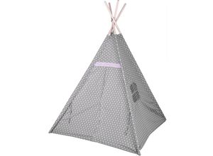 4260625746653 - Spetebo - Kinder Spielzelt 160 cm - Farbe grau rosa - Kinderzimmer Tipi Kinderzelt Wigwam Indianerzelt Zelt