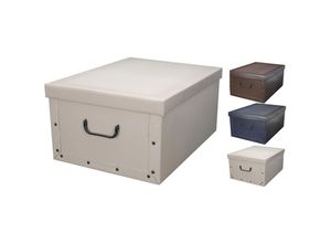 4260625747742 - Spetebo - 3er Set Aufbewahrungsbox mit Deckel 51 x 37 cm - Creme Blau Bordeaux - Stapelbox aus Pappe mit Griffen 45 Liter - Organizer Storage Box