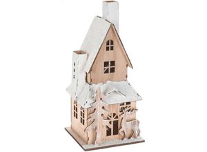 4260625748398 - Spetebo - Beleuchtetes Haus mit Schneedach 29 cm - 2 Varianten