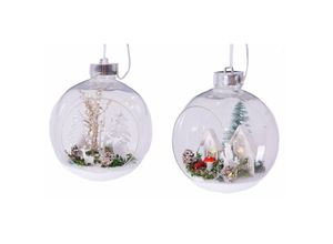 4260625749050 - Spetebo - led Weihnachtskugel 15 cm Schneedeko - 2er Set - Weihnachten Advent Winter Fensterdeko beleuchtet - Schnee Weihnachts Kugel