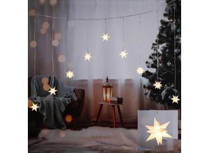 4260625749203 - Spetebo - 3D Sternen Lichtervorhang mit 9 led - 160x120 cm - Weihnachts Deko Stern Lichterkette Batterie betrieben