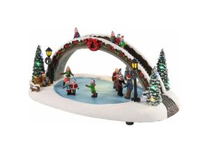 4260625749579 - Spetebo - led Weihnachts Szene Schlittschuhbahn - 35 x 21 cm - Winter Dorf Deko Eisbahn beleuchtet mit Musik