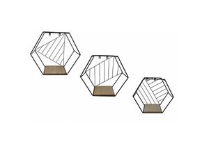 4260625749913 - Spetebo - Wandregal hexagon schwarz - 3er Set - Hängeregal im Sechseck Design - Deko Regal zum Aufhängen oder Hinstellen