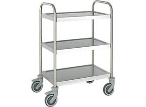 4260626150596 - Edelstahlwagen B 1045 x T 645 mm Vollgummi Radgehäuse Kunststoff